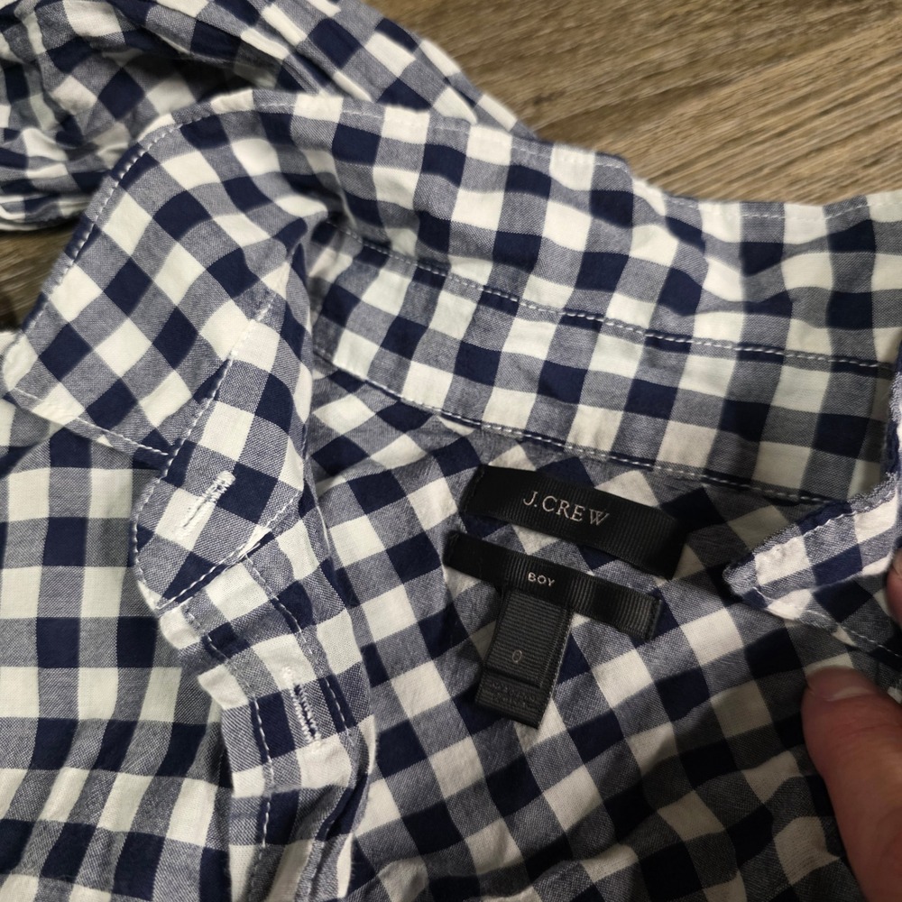 J.Crew Womens 0 2 Bundle 4 Boy Fit Shirts Gingham Striped Navy Red White - Picture 6 of 9
